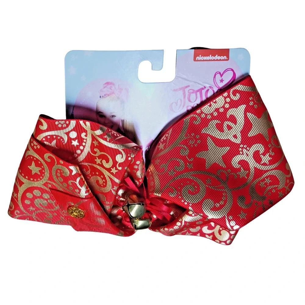 JoJo Siwa Holiday Hair Bow Red Gold Christmas Large Justice Exclusive w/Bells